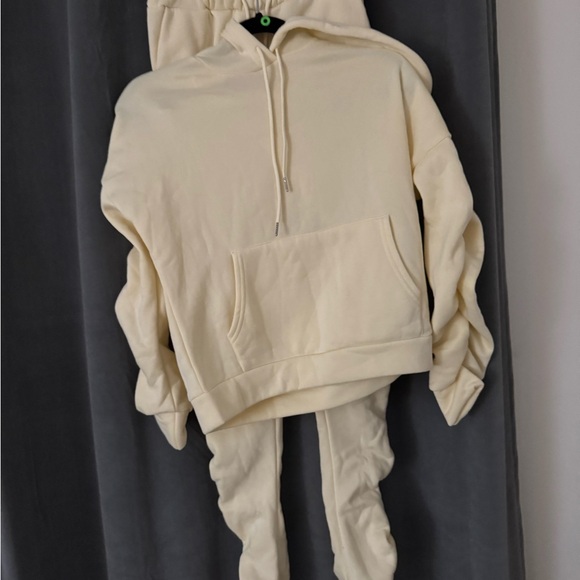 Women Cream Hoodie and Joggers Set - Picture 1 of 6
